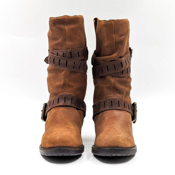 Cougar Women Belt Brown Leather Waterproof Moto Buckle Strap Winter Boots size 6 - Picture 2 of 11